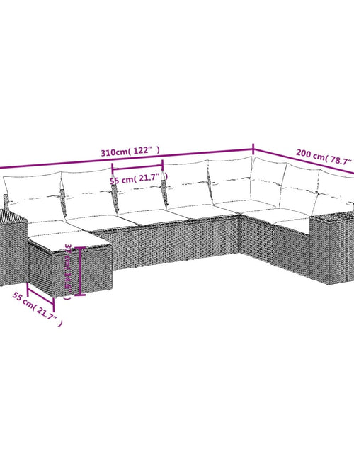 Загрузите изображение в средство просмотра галереи, Set canapele de grădină, 8 piese, cu perne, bej, poliratan
