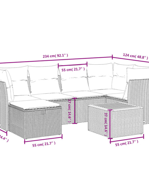 Загрузите изображение в средство просмотра галереи, Set canapele de grădină, 7 piese, cu perne, bej, poliratan
