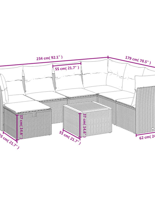 Загрузите изображение в средство просмотра галереи, Set canapele de grădină, 8 piese, cu perne, bej, poliratan
