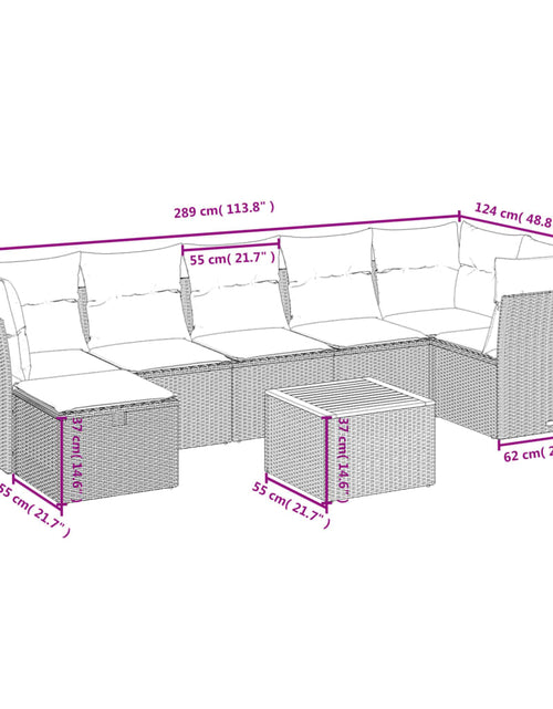Încărcați imaginea în vizualizatorul Galerie, Set canapele de grădină, 9 piese, cu perne, bej, poliratan
