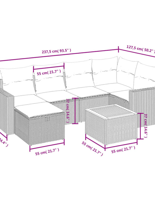 Încărcați imaginea în vizualizatorul Galerie, Set canapele de grădină, 7 piese, cu perne, bej, poliratan

