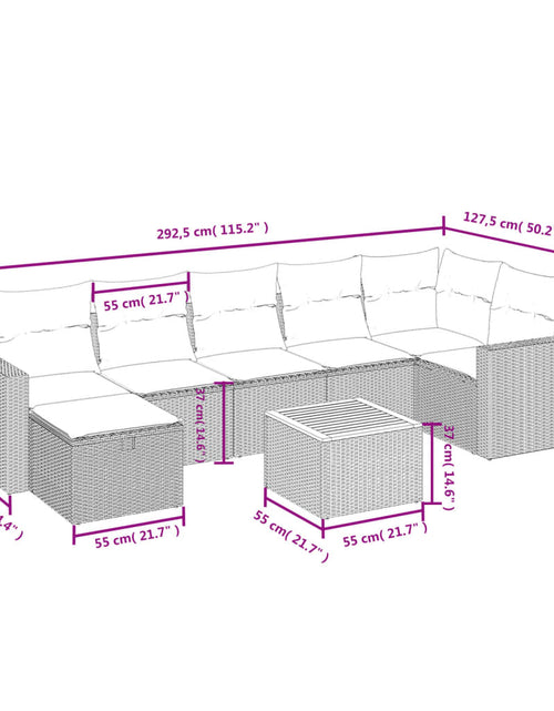 Încărcați imaginea în vizualizatorul Galerie, Set canapele de grădină, 8 piese, cu perne, bej, poliratan
