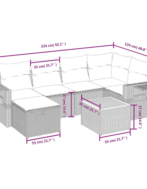 Загрузите изображение в средство просмотра галереи, Set canapele de grădină, 7 piese, cu perne, bej, poliratan
