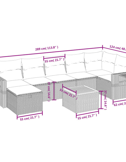 Загрузите изображение в средство просмотра галереи, Set canapele de grădină, 8 piese, cu perne, bej, poliratan

