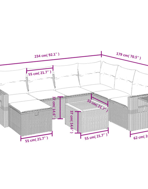 Загрузите изображение в средство просмотра галереи, Set canapele de grădină, 8 piese, cu perne, bej, poliratan
