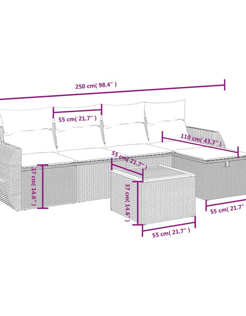 Загрузите изображение в средство просмотра галереи, Set mobilier grădină cu perne, 6 piese, gri, poliratan
