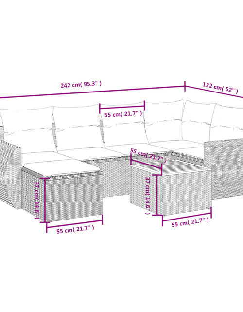 Загрузите изображение в средство просмотра галереи, Set canapele de grădină, 7 piese, cu perne, bej, poliratan
