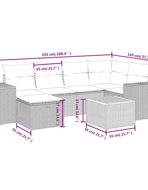 Загрузите изображение в средство просмотра галереи, Set canapele de grădină, 7 piese, cu perne, bej, poliratan
