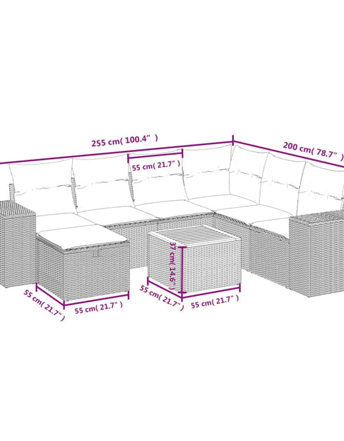 Загрузите изображение в средство просмотра галереи, Set mobilier de grădină cu perne, 8 piese, negru, poliratan
