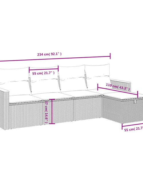 Загрузите изображение в средство просмотра галереи, Set canapele de grădină cu perne, 5 piese, bej, poliratan
