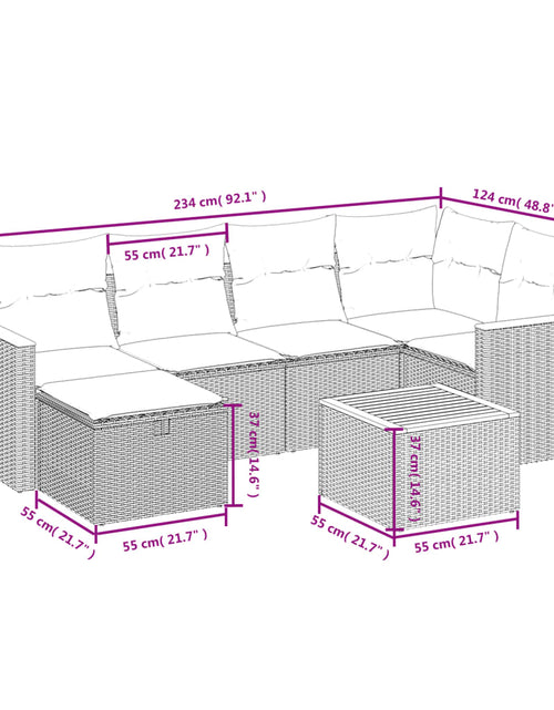 Загрузите изображение в средство просмотра галереи, Set canapele de grădină, 7 piese, cu perne, bej, poliratan
