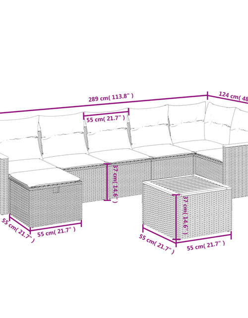 Загрузите изображение в средство просмотра галереи, Set canapele de grădină, 8 piese, cu perne, bej, poliratan

