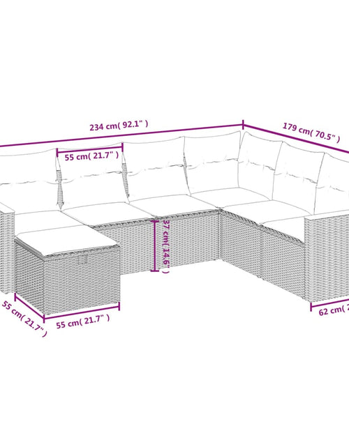 Загрузите изображение в средство просмотра галереи, Set canapele de grădină, 7 piese, cu perne, bej, poliratan
