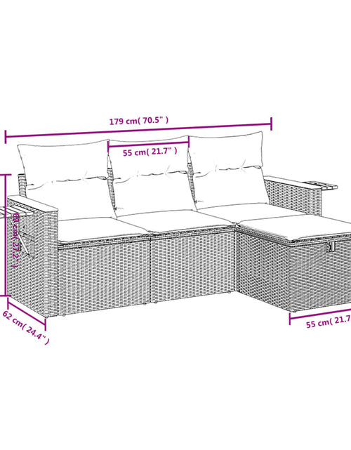 Загрузите изображение в средство просмотра галереи, Set canapele de grădină, 4 piese, cu perne, bej, poliratan
