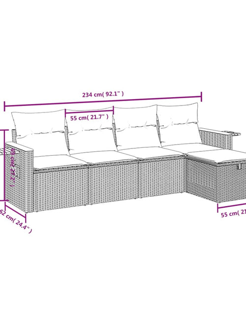 Загрузите изображение в средство просмотра галереи, Set canapele de grădină cu perne, 5 piese, bej, poliratan
