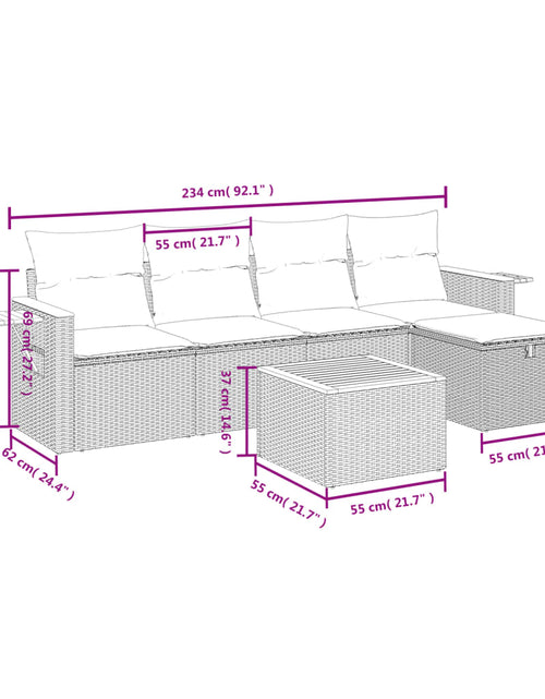 Загрузите изображение в средство просмотра галереи, Set canapele de grădină, 6 piese, cu perne, bej, poliratan
