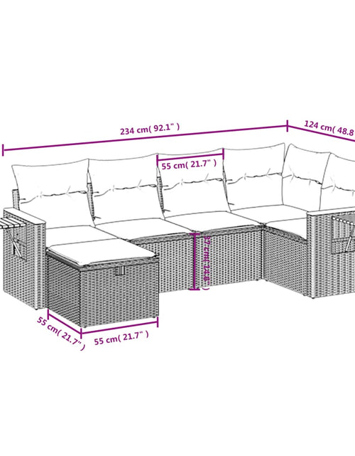 Загрузите изображение в средство просмотра галереи, Set canapele de grădină cu perne, 6 piese, bej, poliratan
