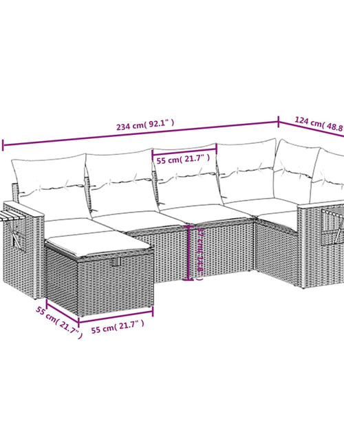 Загрузите изображение в средство просмотра галереи, Set mobilier grădină cu perne, 6 piese, gri, poliratan
