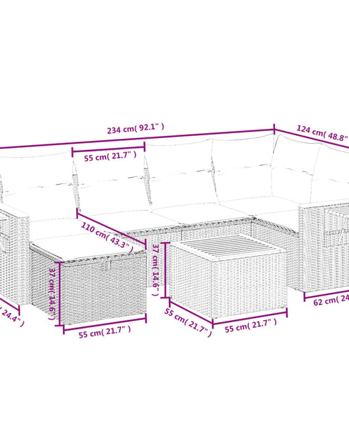 Загрузите изображение в средство просмотра галереи, Set canapele de grădină, 7 piese, cu perne, bej, poliratan
