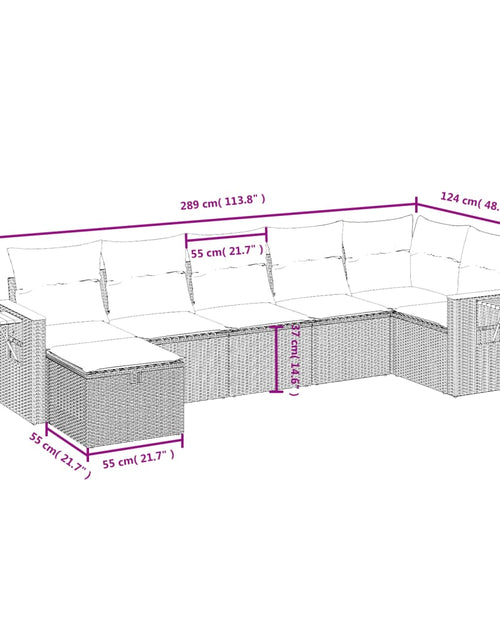Încărcați imaginea în vizualizatorul Galerie, Set canapele de grădină, 7 piese, cu perne, bej, poliratan
