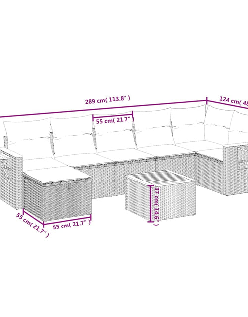 Загрузите изображение в средство просмотра галереи, Set mobilier de grădină cu perne, 8 piese, negru, poliratan
