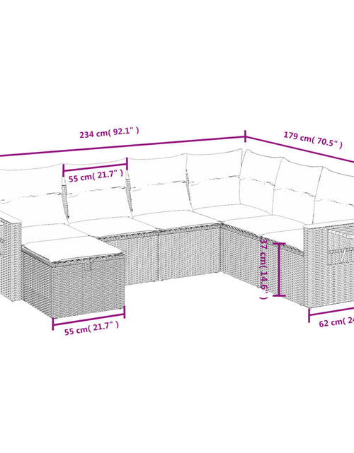 Загрузите изображение в средство просмотра галереи, Set canapele de grădină, 7 piese, cu perne, bej, poliratan
