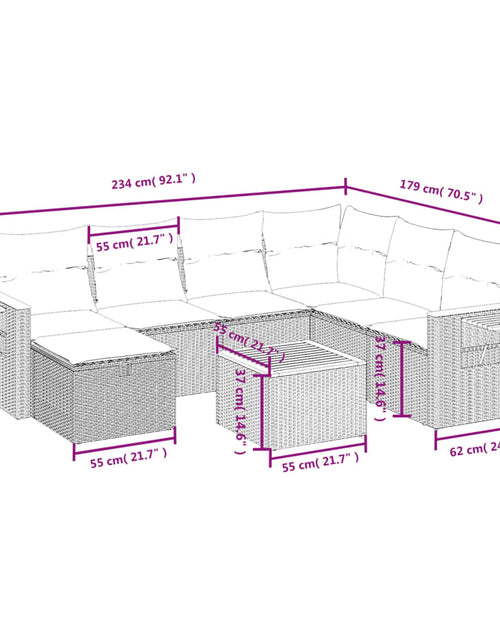 Загрузите изображение в средство просмотра галереи, Set canapele de grădină, 8 piese, cu perne, bej, poliratan
