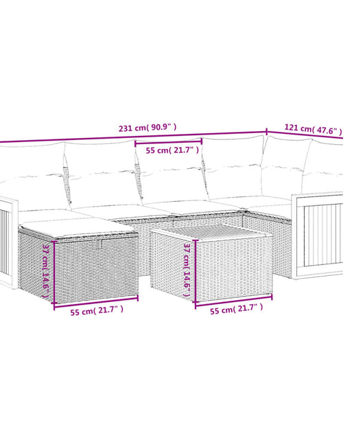 Загрузите изображение в средство просмотра галереи, Set canapele de grădină, 7 piese, cu perne, bej, poliratan
