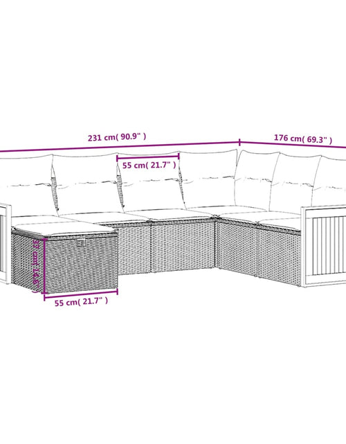 Загрузите изображение в средство просмотра галереи, Set canapele de grădină, 7 piese, cu perne, bej, poliratan
