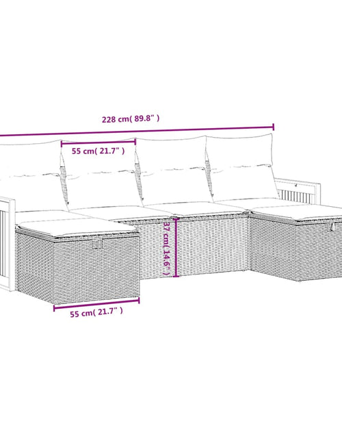 Загрузите изображение в средство просмотра галереи, Set mobilier grădină cu perne, 6 piese, gri, poliratan
