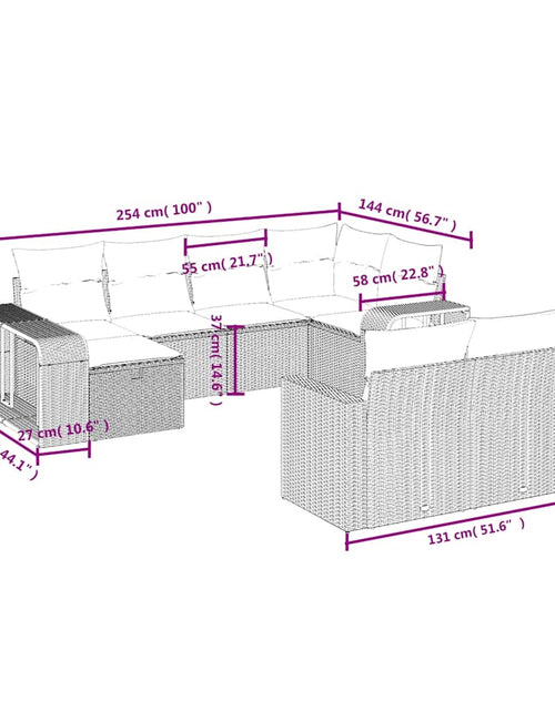 Загрузите изображение в средство просмотра галереи, Set canapele de grădină cu perne, 10 piese, maro, poliratan
