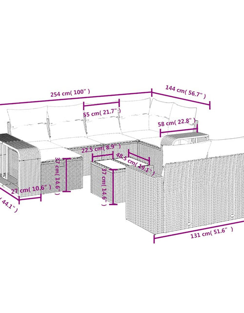 Загрузите изображение в средство просмотра галереи, Set canapele de grădină cu perne, 11 piese, maro, poliratan
