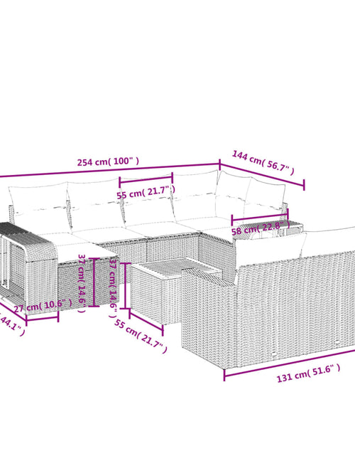 Загрузите изображение в средство просмотра галереи, Set canapele de grădină cu perne, 11 piese, bej, poliratan
