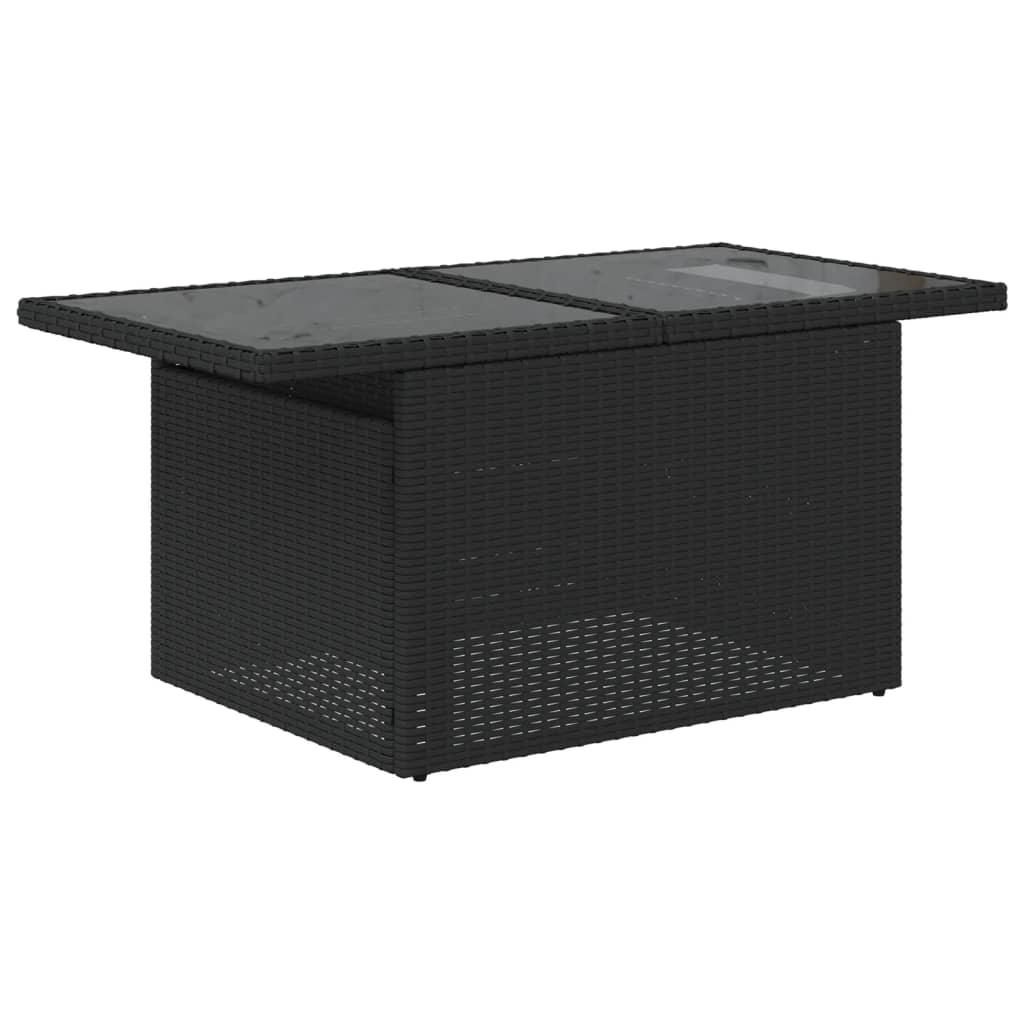 Set mobilier de grădină cu perne, 8 piese, negru, poliratan