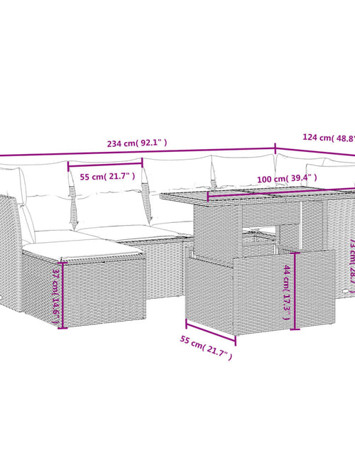 Încărcați imaginea în vizualizatorul Galerie, Set canapele de grădină, 7 piese, cu perne, bej, poliratan
