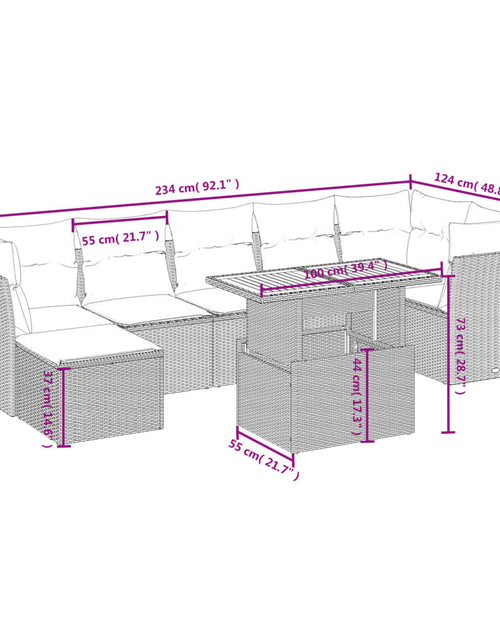 Încărcați imaginea în vizualizatorul Galerie, Set canapele de grădină, 8 piese, cu perne, bej, poliratan

