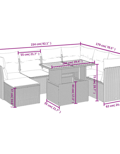 Загрузите изображение в средство просмотра галереи, Set canapele de grădină, 8 piese, cu perne, bej, poliratan
