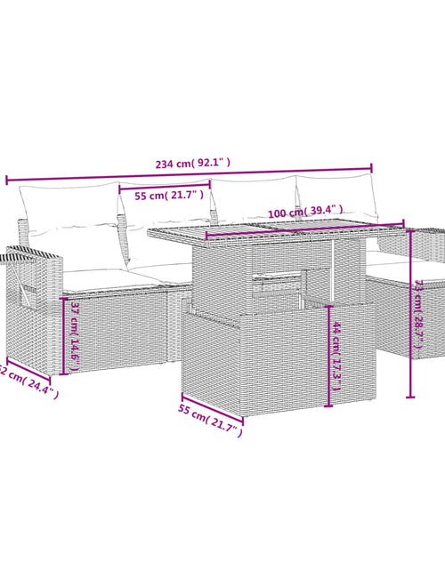 Загрузите изображение в средство просмотра галереи, Set canapele de grădină cu perne, 6 piese, bej, poliratan
