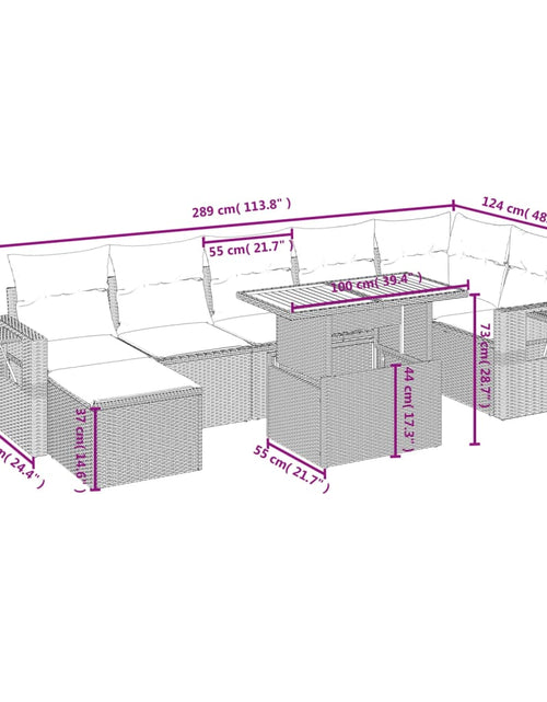 Încărcați imaginea în vizualizatorul Galerie, Set canapele de grădină, 8 piese, cu perne, bej, poliratan
