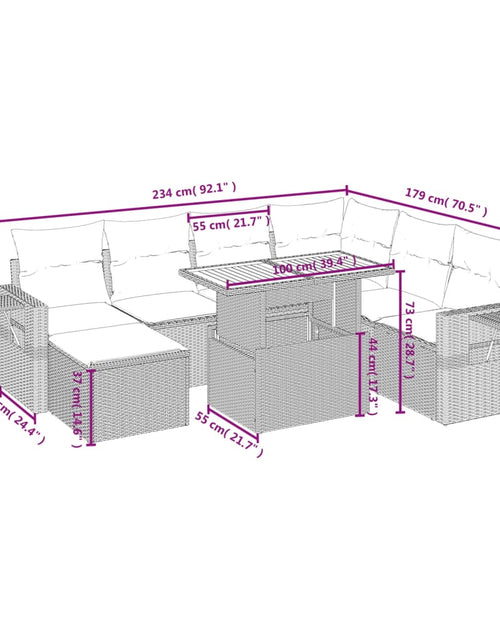 Загрузите изображение в средство просмотра галереи, Set mobilier de grădină cu perne, 8 piese, negru, poliratan
