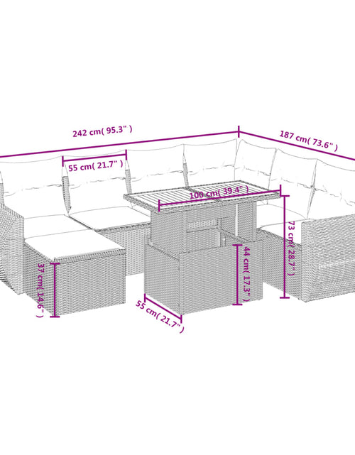 Încărcați imaginea în vizualizatorul Galerie, Set canapele de grădină, 8 piese, cu perne, bej, poliratan
