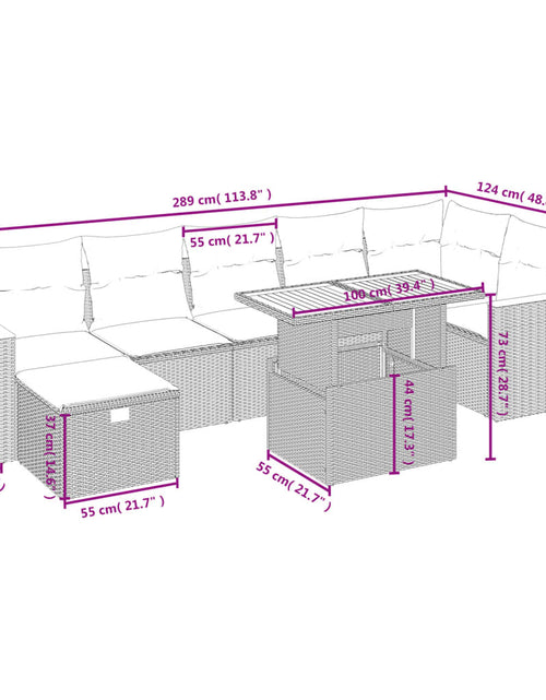 Încărcați imaginea în vizualizatorul Galerie, Set canapele de grădină, 8 piese, cu perne, bej, poliratan
