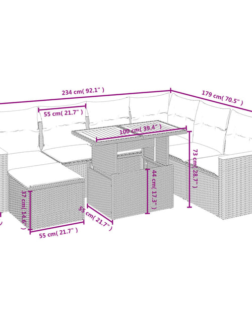 Încărcați imaginea în vizualizatorul Galerie, Set canapele de grădină, 8 piese, cu perne, bej, poliratan
