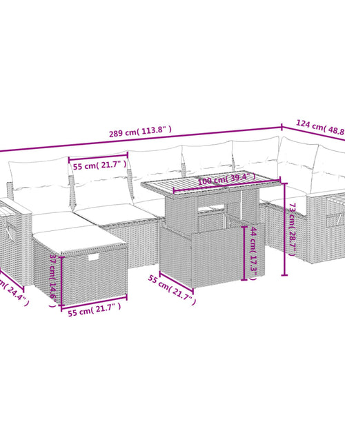 Încărcați imaginea în vizualizatorul Galerie, Set canapele de grădină, 8 piese, cu perne, bej, poliratan
