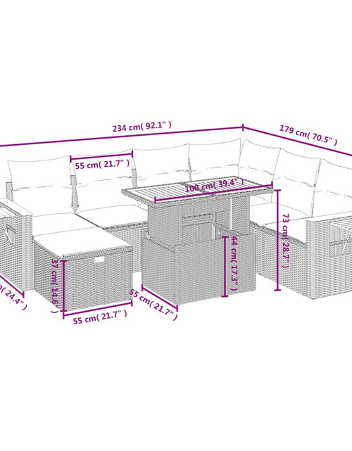 Încărcați imaginea în vizualizatorul Galerie, Set canapele de grădină, 8 piese, cu perne, bej, poliratan

