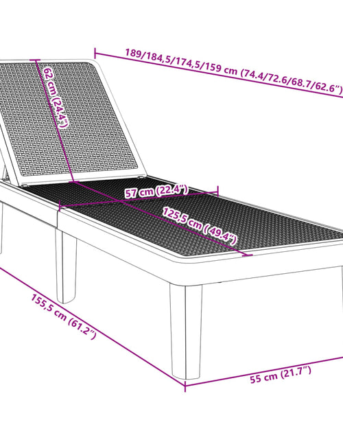 Încărcați imaginea în vizualizatorul Galerie, Șezlong reglabil în înălțime în 4 direcții, 155,5x57x28 cm, PP
