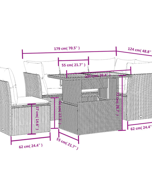 Încărcați imaginea în vizualizatorul Galerie, Set mobilier de grădină cu perne, 5 piese, negru, poliratan
