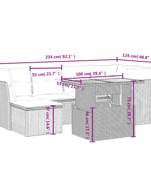 Загрузите изображение в средство просмотра галереи, Set canapele de grădină, 7 piese, cu perne, bej, poliratan
