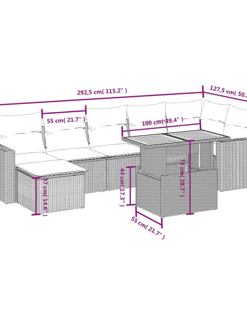 Загрузите изображение в средство просмотра галереи, Set canapele de grădină, 8 piese, cu perne, bej, poliratan
