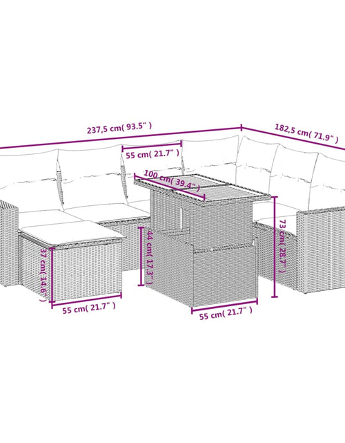 Загрузите изображение в средство просмотра галереи, Set canapele de grădină, 8 piese, cu perne, bej, poliratan
